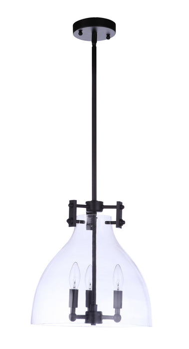 Craftmade 55893-FB Three Light Pendant, Flat Black