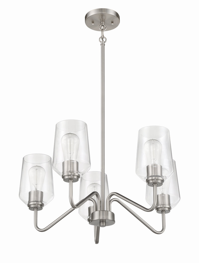 Craftmade 56125-BNK Five Light Chandelier, Brushed Polished Nickel