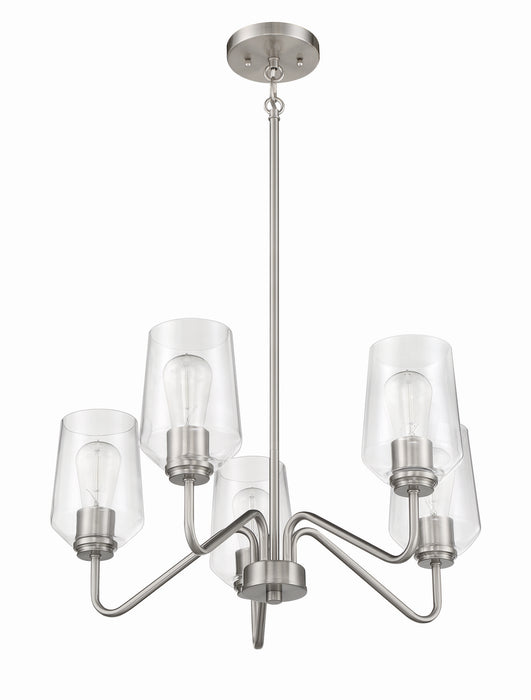 Craftmade 56125-BNK Five Light Chandelier, Brushed Polished Nickel