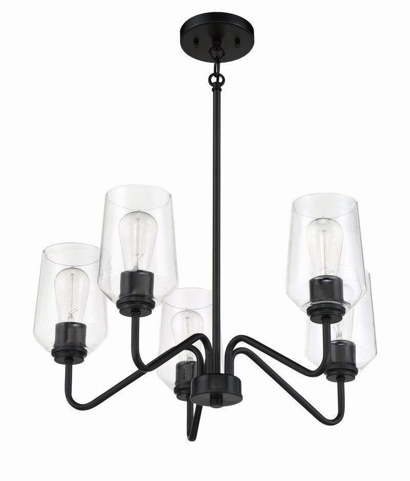 Craftmade 56125-FB Five Light Chandelier, Flat Black