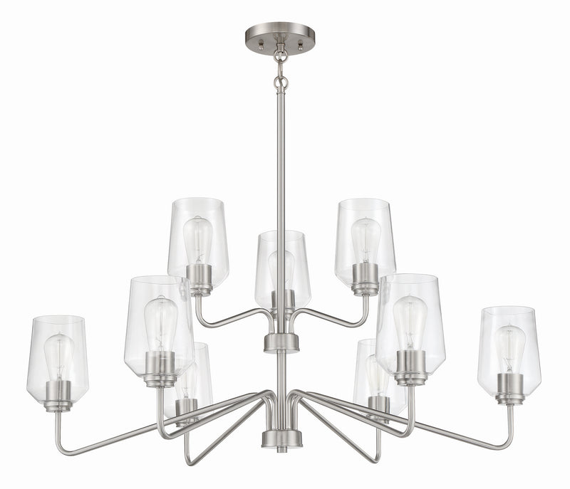 Craftmade 56129-BNK Nine Light Chandelier, Brushed Polished Nickel