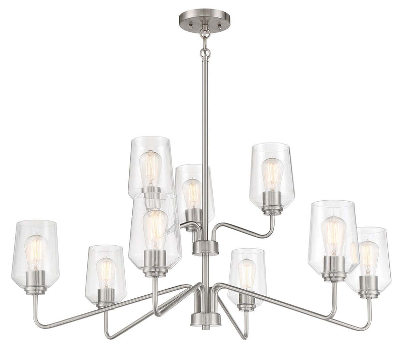 Craftmade 56129-BNK Nine Light Chandelier, Brushed Polished Nickel
