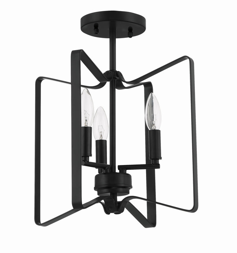 Craftmade 56153-FB Three Light Convertible Semi Flush, Flat Black