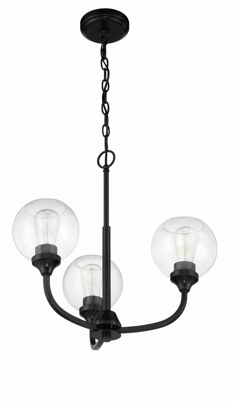 Craftmade 56223-FB Three Light Chandelier, Flat Black