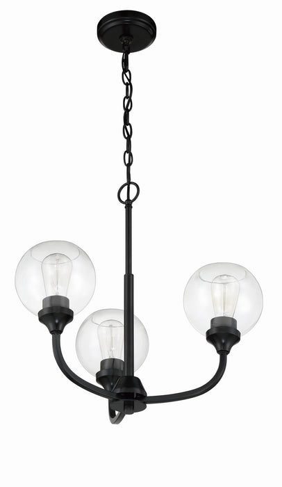 Craftmade 56223-FB Three Light Chandelier, Flat Black