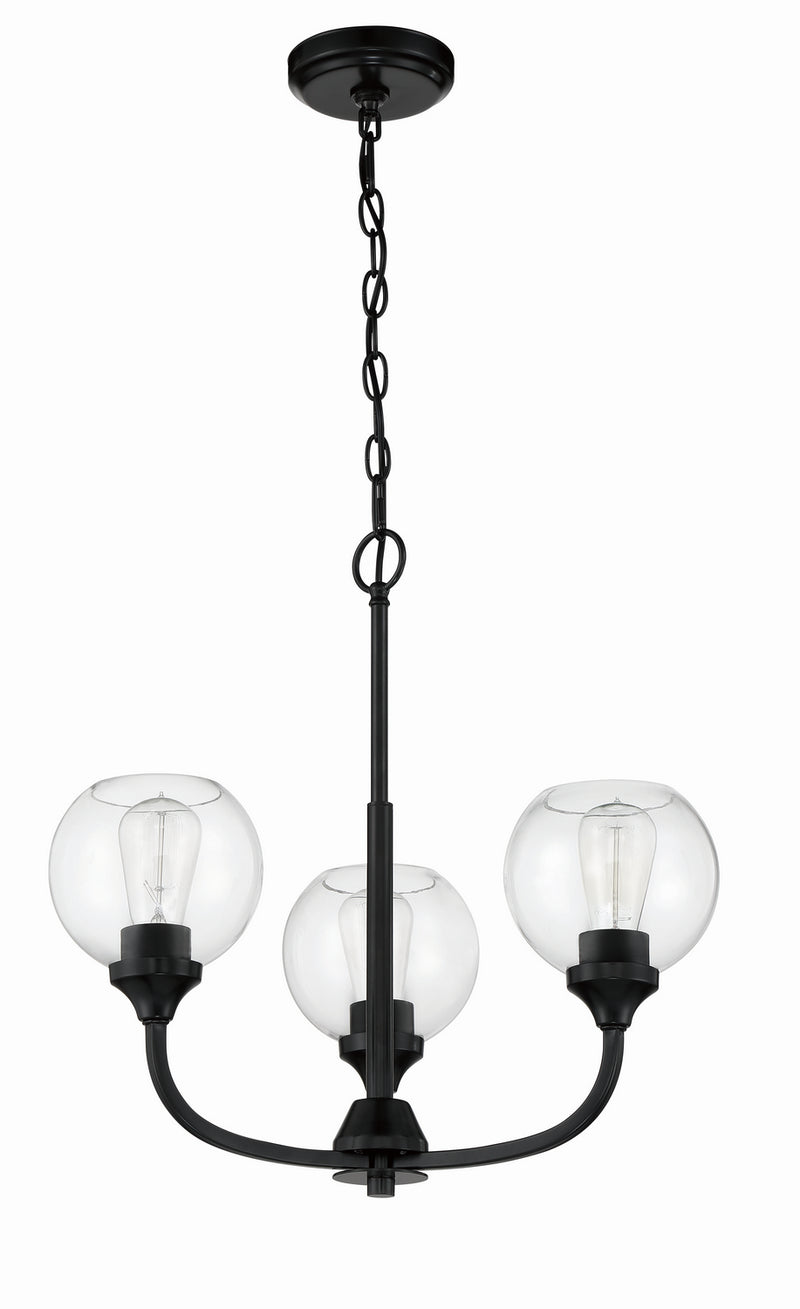 Craftmade 56223-FB Three Light Chandelier, Flat Black