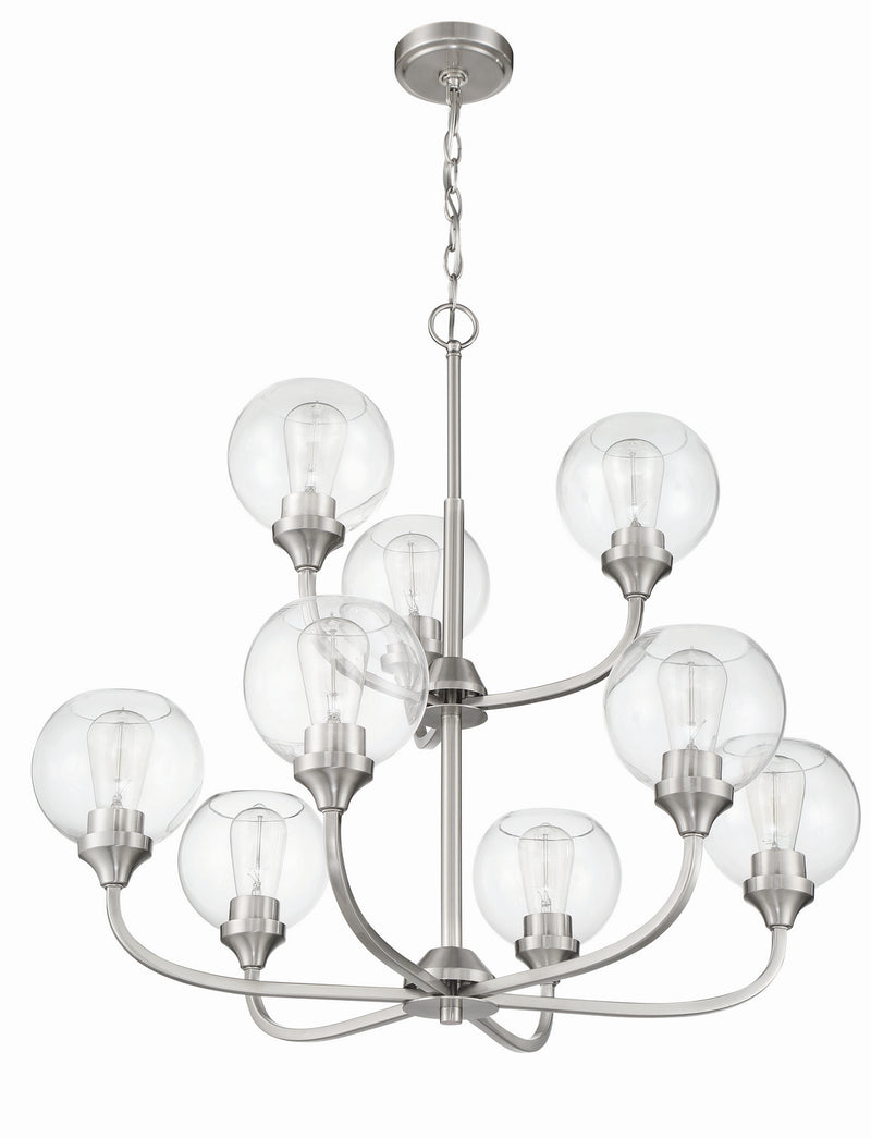 Craftmade 56229-BNK Nine Light Chandelier, Brushed Polished Nickel