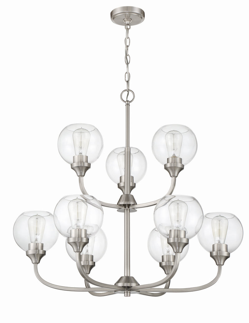 Craftmade 56229-BNK Nine Light Chandelier, Brushed Polished Nickel