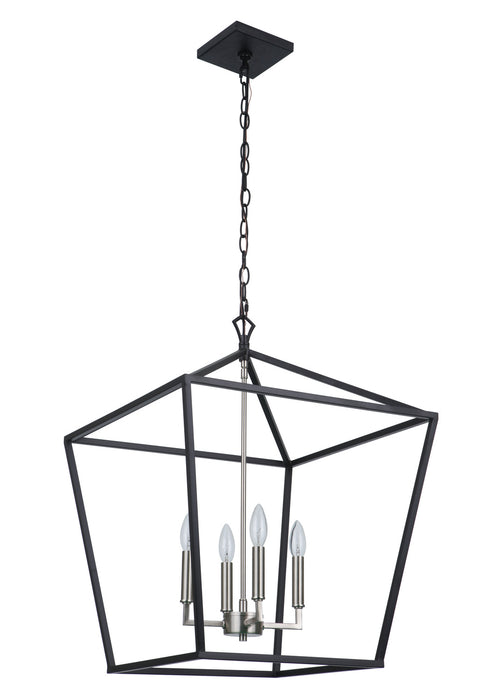 Craftmade 56336-FBBNK Four Light Foyer Pendant, Flat Black/Brushed Polished Nickel