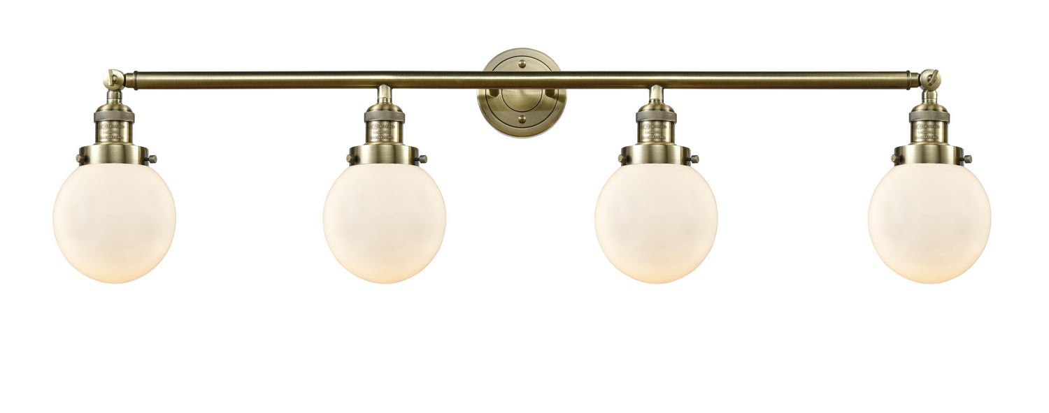 Innovations 215-AB-G201-6 Four Light Bath Vanity, Antique Brass
