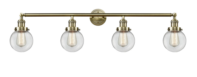 Innovations 215-AB-G202-6 Four Light Bath Vanity, Antique Brass