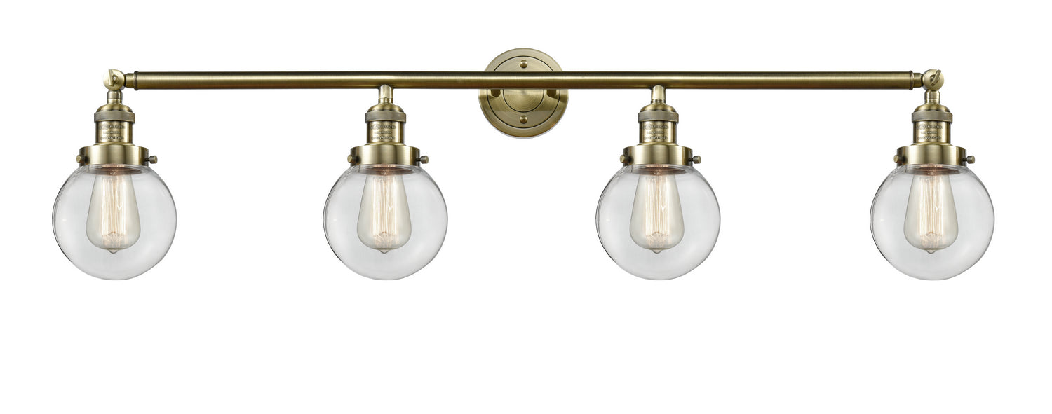 Innovations 215-AB-G202-6 Four Light Bath Vanity, Antique Brass