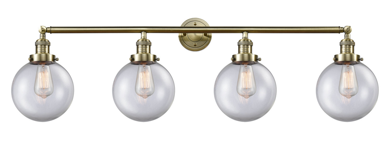 Innovations 215-AB-G202-8 Four Light Bath Vanity, Antique Brass