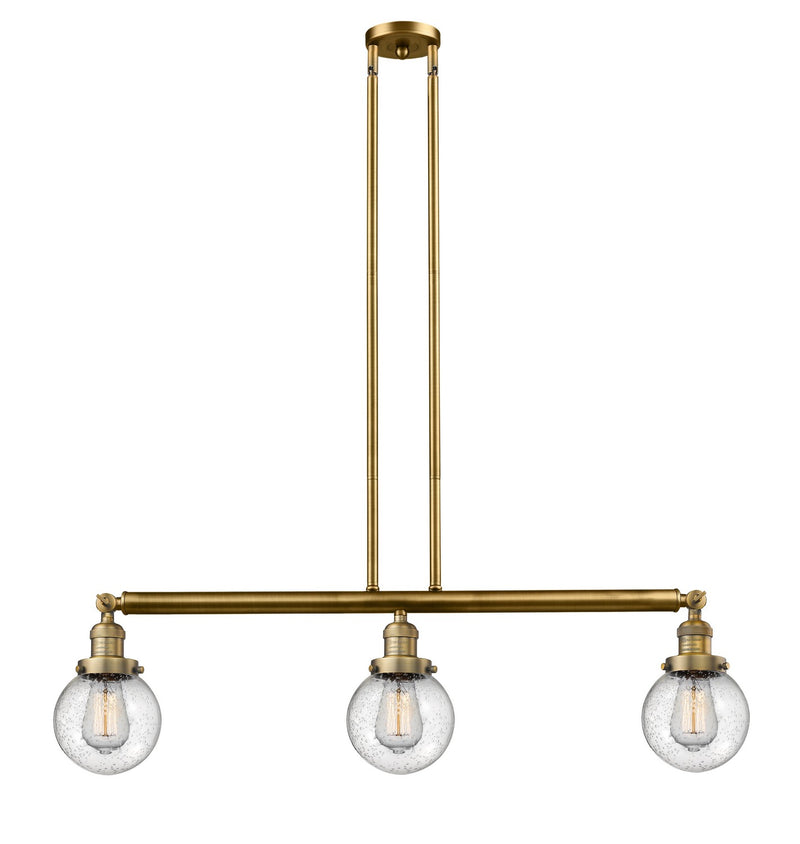 Innovations 213-BB-G204-6 Three Light Island Pendant, Brushed Brass