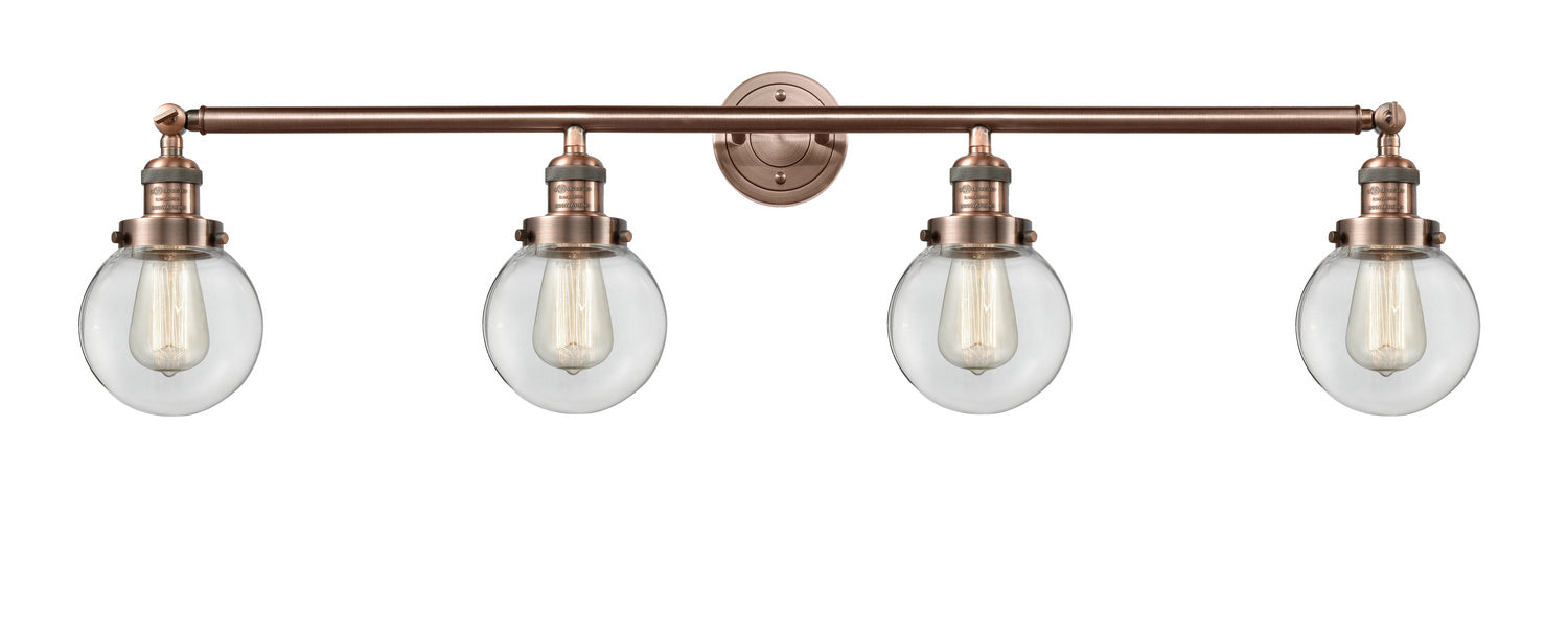 Innovations 215-AC-G202-6 Four Light Bath Vanity, Antique Copper