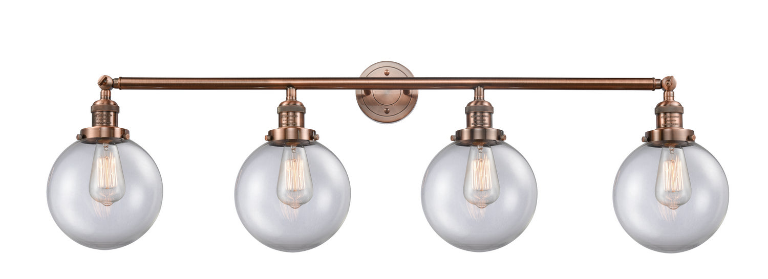 Innovations 215-AC-G202-8 Four Light Bath Vanity, Antique Copper
