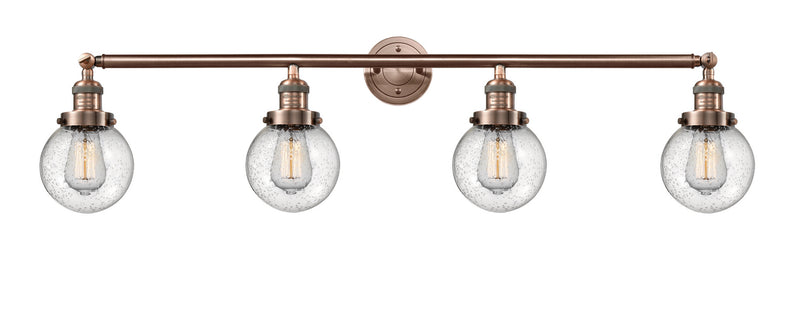 Innovations 215-AC-G204-6 Four Light Bath Vanity, Antique Copper