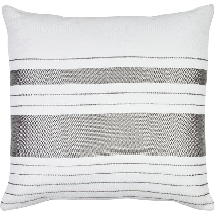 Renwil PWFLX1026 Pillow, Cool Grey/ White Stripes