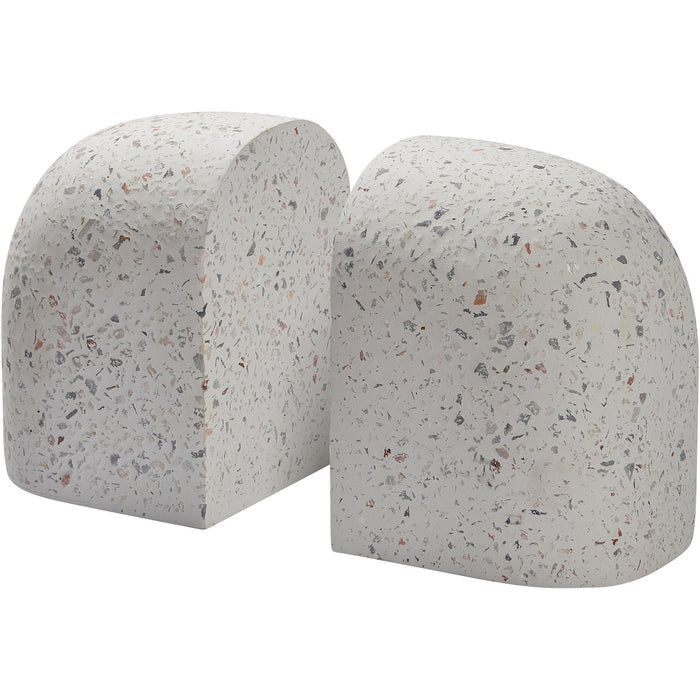 Renwil STA767 Set Of 2 Bookends, White With Colored Speckles