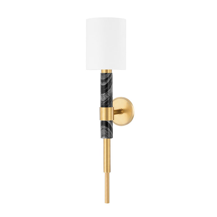 Corbett Lighting 396-01-VB/BM One Light Wall Sconce, Vintage Brass & Black Marble