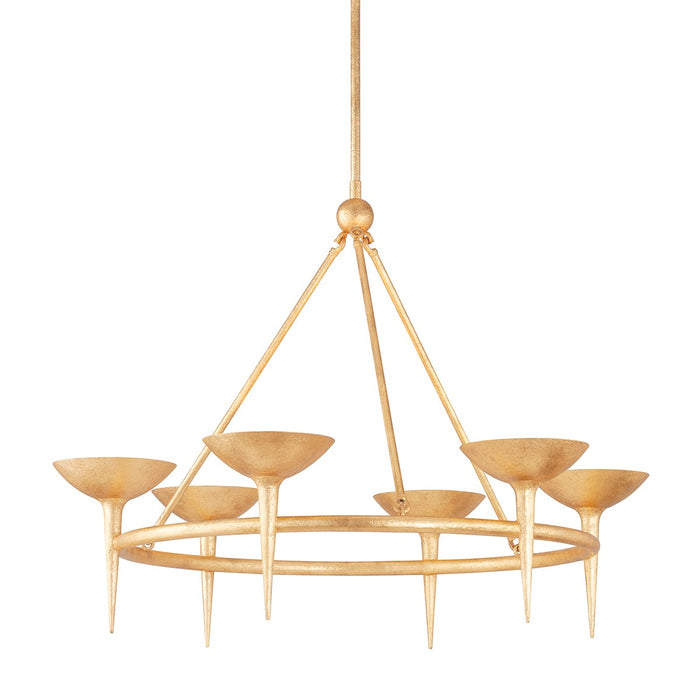 Troy Lighting F2606-VGL Six Light Chandelier, Vintage Gold Leaf