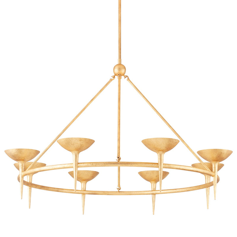 Troy Lighting F2608-VGL Eight Light Chandelier, Vintage Gold Leaf