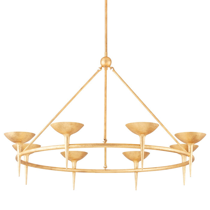 Troy Lighting F2608-VGL Eight Light Chandelier, Vintage Gold Leaf