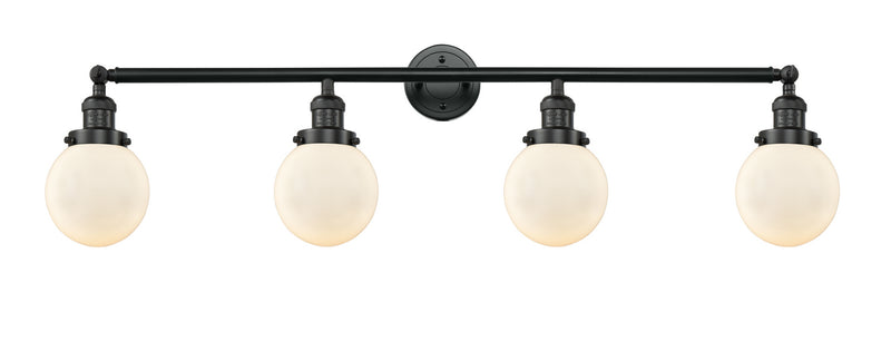 Innovations 215-BK-G201-6 Four Light Bath Vanity, Matte Black