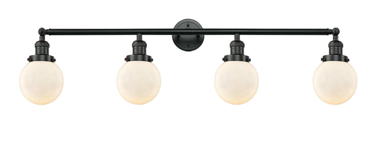 Innovations 215-BK-G201-6 Four Light Bath Vanity, Matte Black