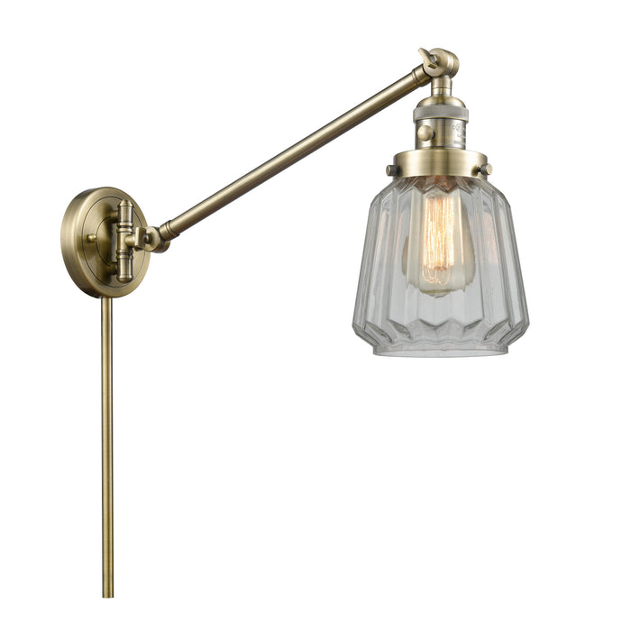 Innovations 237-AB-G142 One Light Swing Arm Lamp, Antique Brass