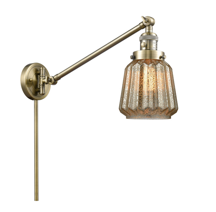 Innovations 237-AB-G146 One Light Swing Arm Lamp, Antique Brass