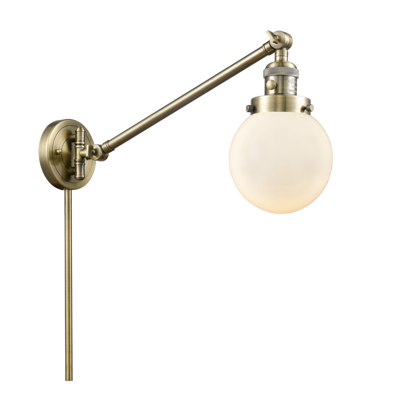 Innovations 237-AB-G201-6 One Light Swing Arm Lamp, Antique Brass