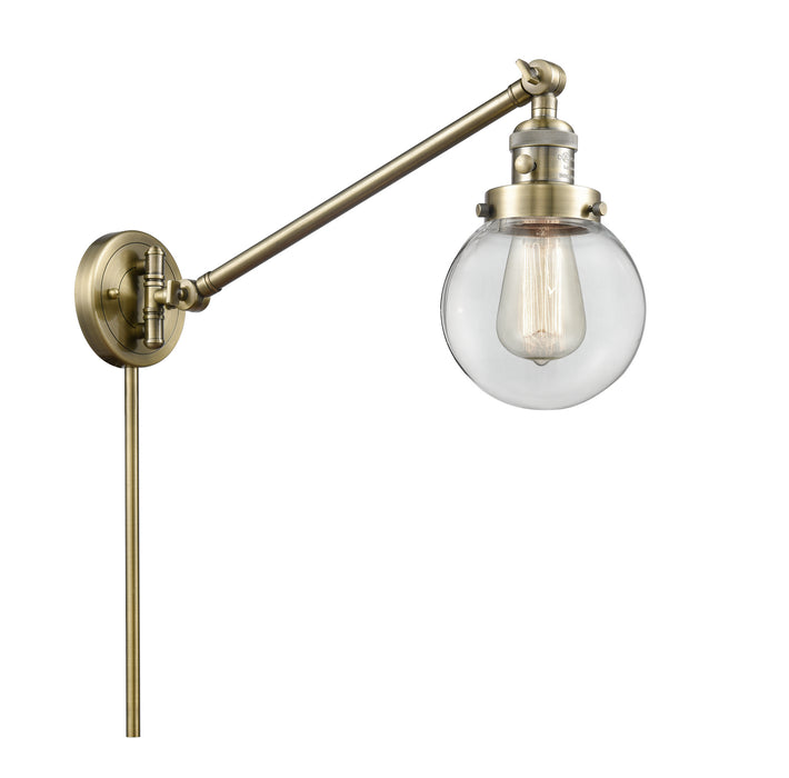 Innovations 237-AB-G202-6 One Light Swing Arm Lamp, Antique Brass