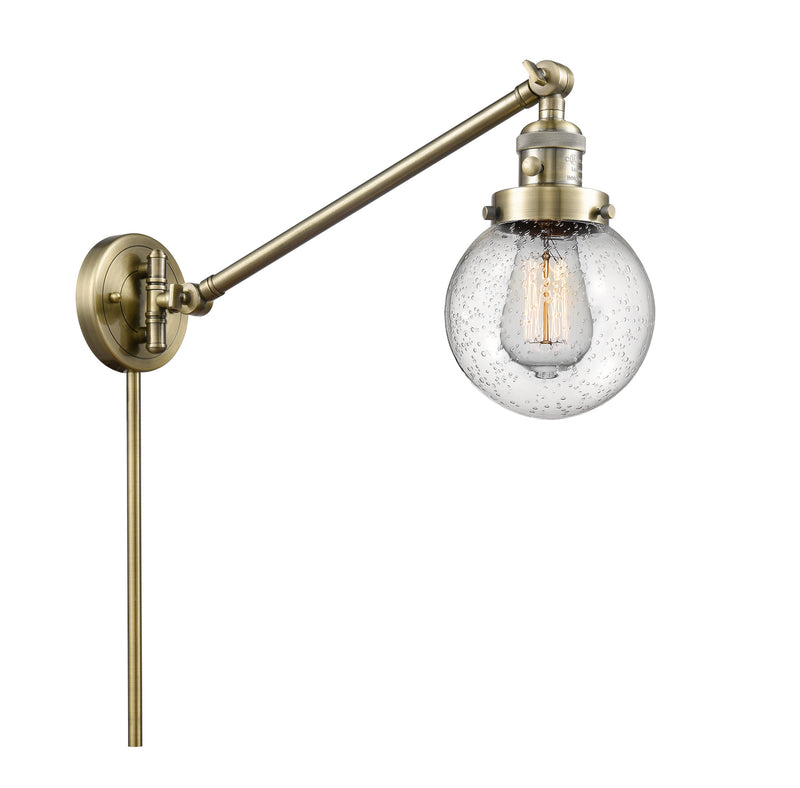 Innovations 237-AB-G204-6 One Light Swing Arm Lamp, Antique Brass