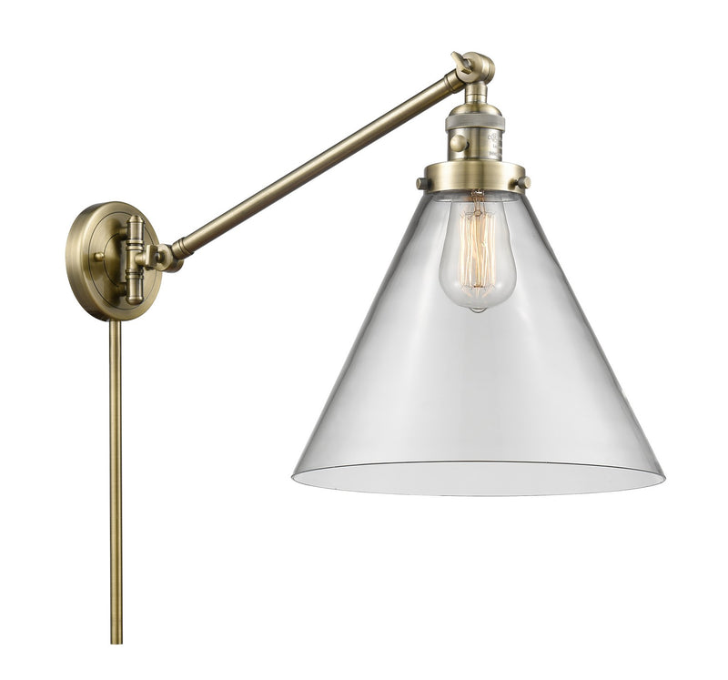 Innovations 237-AB-G42-L One Light Swing Arm Lamp, Antique Brass