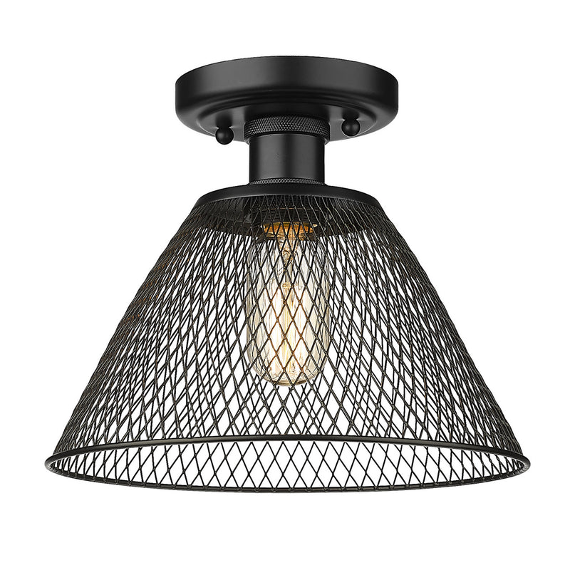 Golden 0304-SF BLK One Light Semi-Flush Mount, Matte Black
