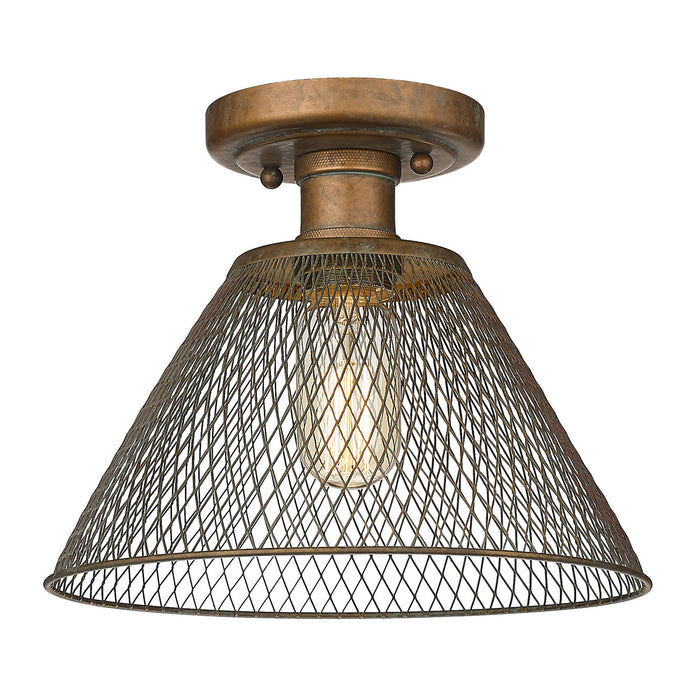 Golden 0304-SF CP One Light Semi-Flush Mount, Copper Patina