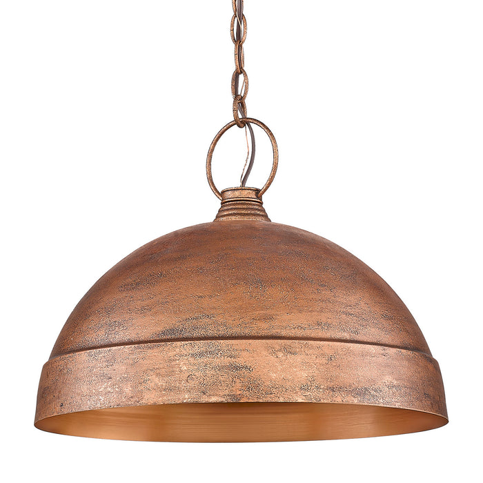 Golden 0318-L VC One Light Pendant, Vintage Copper