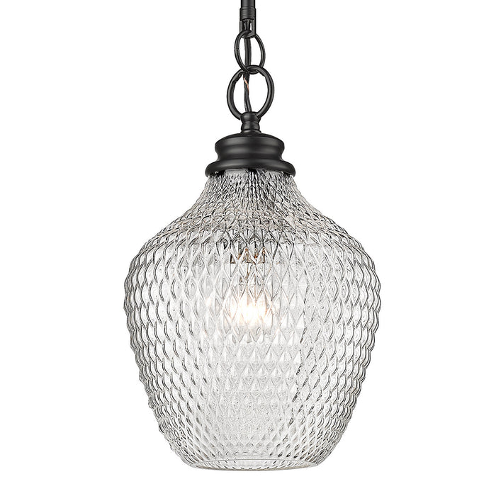 Golden 1088-M BLK-CLR One Light Pendant, Matte Black