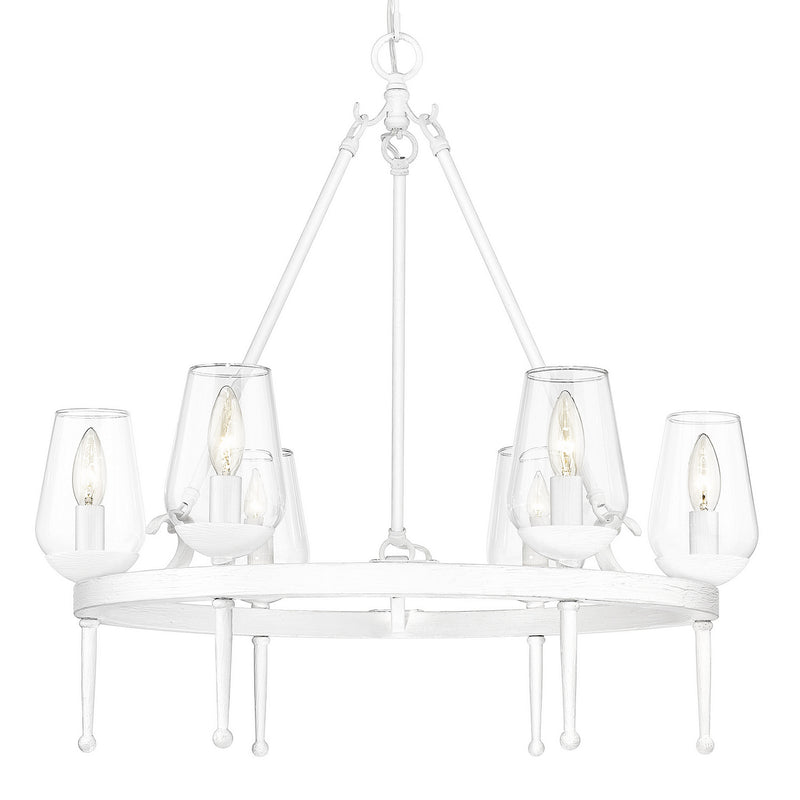 Golden 1210-6 TWP Six Light Chandelier, Textured White Plaster