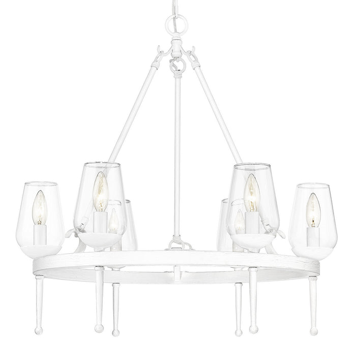 Golden 1210-6 TWP Six Light Chandelier, Textured White Plaster