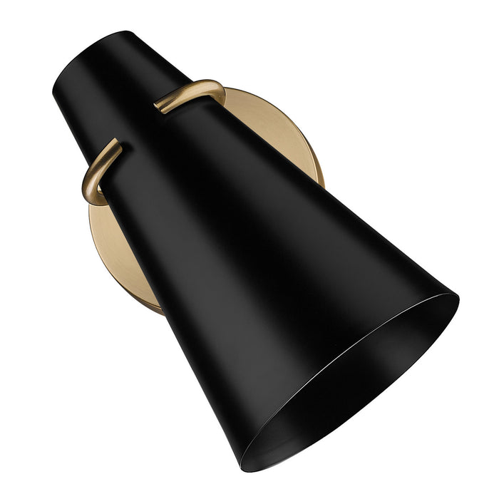 Golden 2122-1W MBS-BLK One Light Wall Sconce, Modern Brass