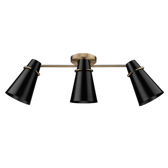 Golden 2122-3SF MBS-BLK Three Light Semi-Flush Mount, Modern Brass