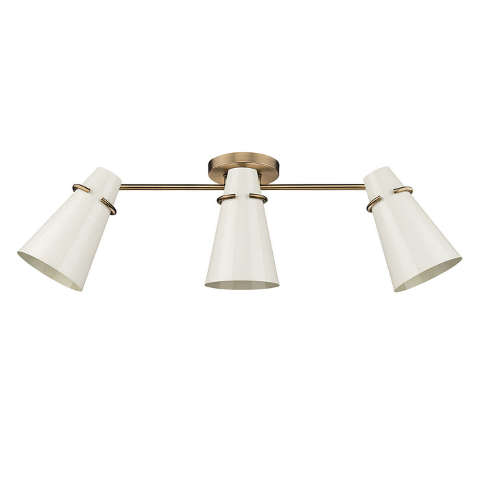 Golden 2122-3SF MBS-GE Three Light Semi-Flush Mount, Modern Brass