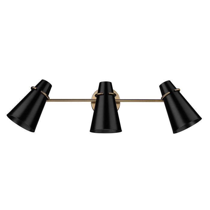 Golden 2122-BA3 MBS-BLK Three Light Bath Vanity, Modern Brass