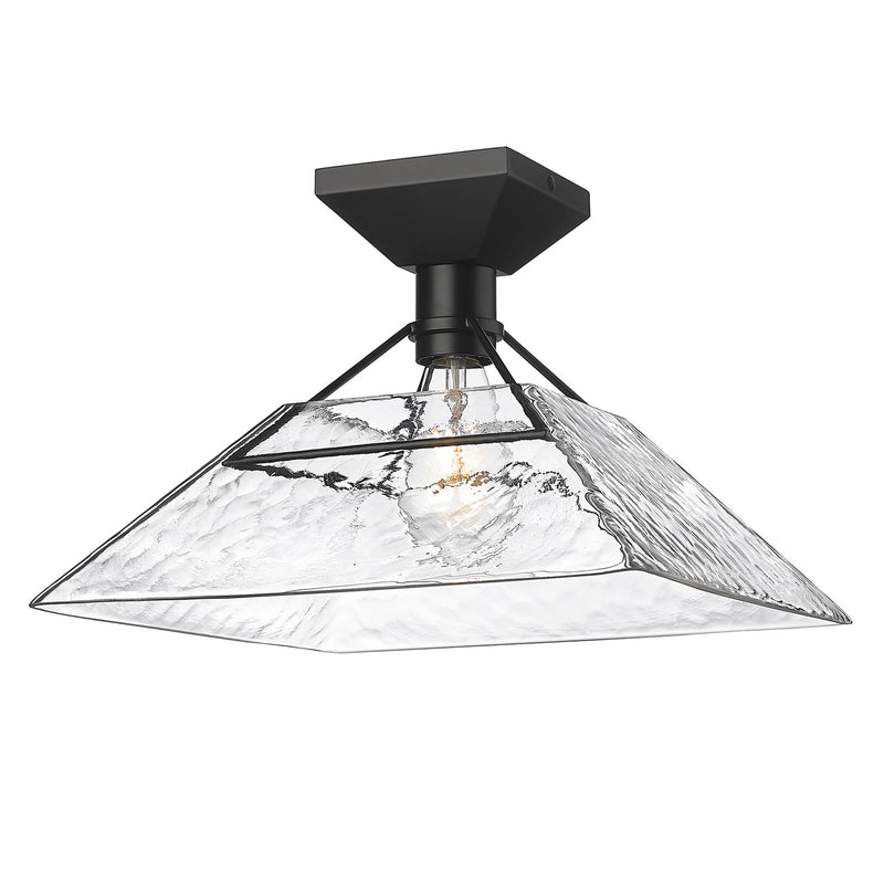 Golden 3308-SF BLK-WTG One Light Semi-Flush Mount, Matte Black