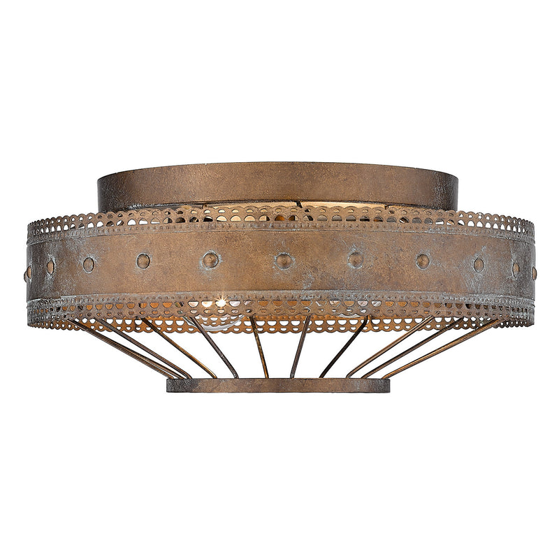Golden 7856-FM CP Two Light Flush Mount, Copper Patina