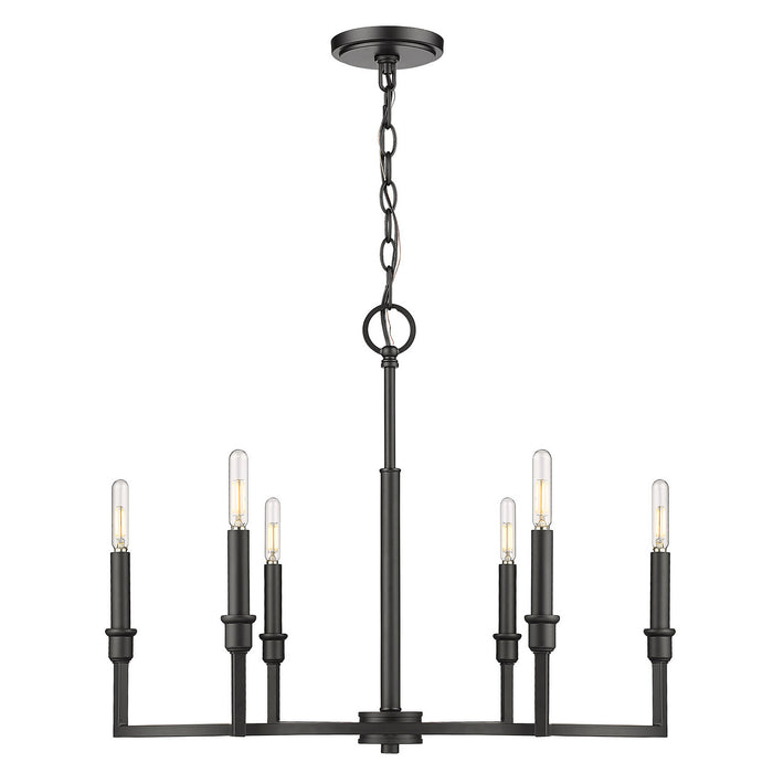 Golden 8209-6 BLK Six Light Chandelier, Matte Black