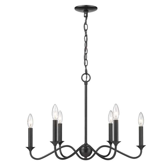 Golden 8316-6 BLK Six Light Chandelier, Matte Black