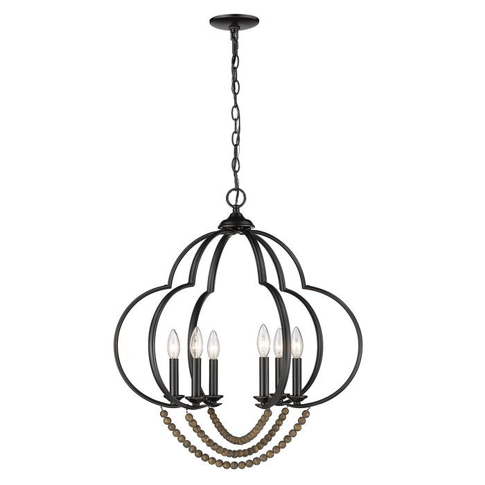 Golden 8320-6P BLK-EWB Six Light Pendant, Matte Black